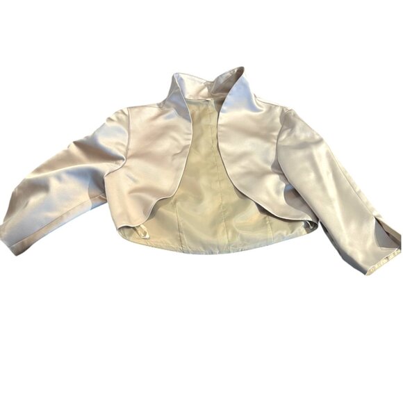 Davids Bridal mother of the bride champagne strapless gown & bolero jacket sz 14 - Picture 11 of 14